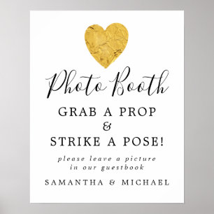 Affiche Panneau de Photobooth de Mariage en Forme de Cœur 