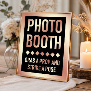 Affiche Panneau de Photobooth Mariage Or Rose Moderne