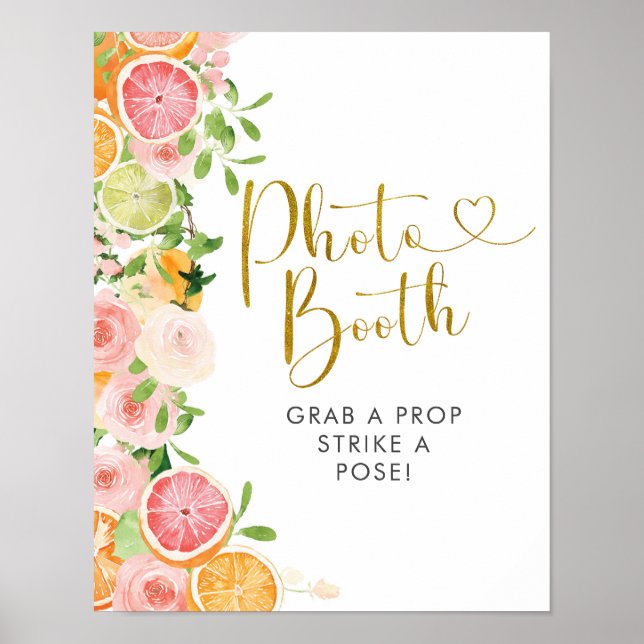 Affiche Panneau de Photomaton de Mariage Citron Pamplemous (Devant)