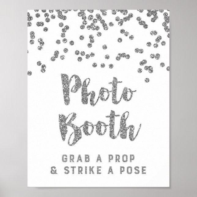 Affiche Panneau de Photomaton de Mariage Confettis Argenté (Devant)