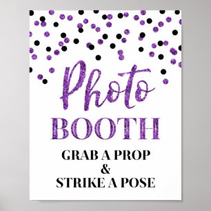 Affiche Panneau de Photomaton de Mariage Confettis Noir Vi