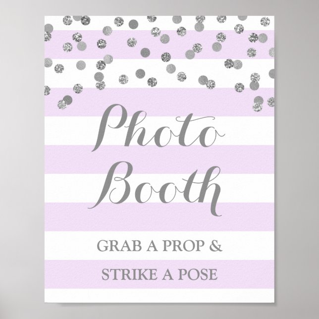 Affiche Panneau de Photomaton de Mariage Confettis Violet  (Devant)