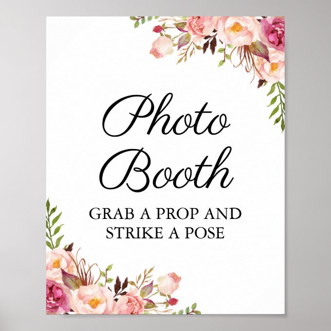 Affiche Panneau de Photomaton de Mariage Fleurs Rustiques  (Devant)