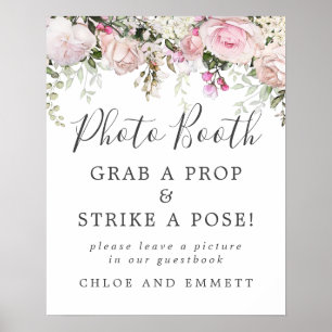 Affiche Panneau de Photomaton de Mariage Floral Rose Rusti