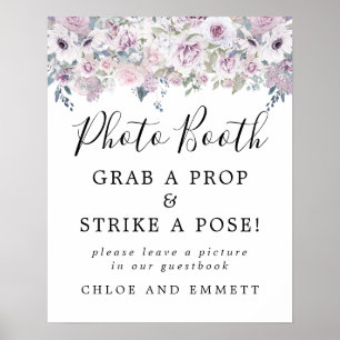 Affiche Panneau de Photomaton de Mariage Floral Violet Rus