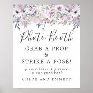 Affiche Panneau de Photomaton de Mariage Floral Violet Rus