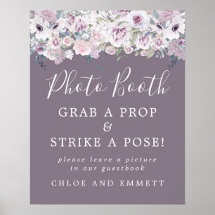 Affiche Panneau de Photomaton de Mariage Floral Violet Rus