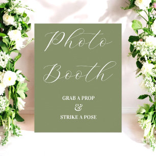 Affiche Panneau de Photomaton de Mariage Vert Sauge 