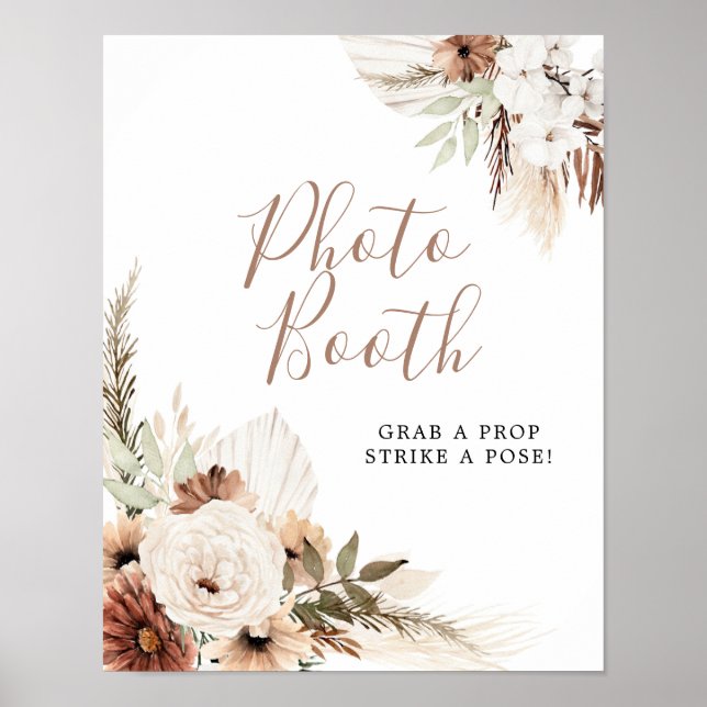 Affiche Panneau de photomaton élégant beige boho herbe de  (Devant)