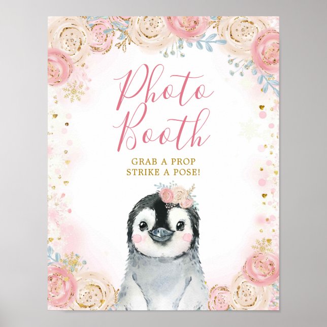 Affiche Panneau de photomaton Flocon de neige Manchot Fill (Devant)