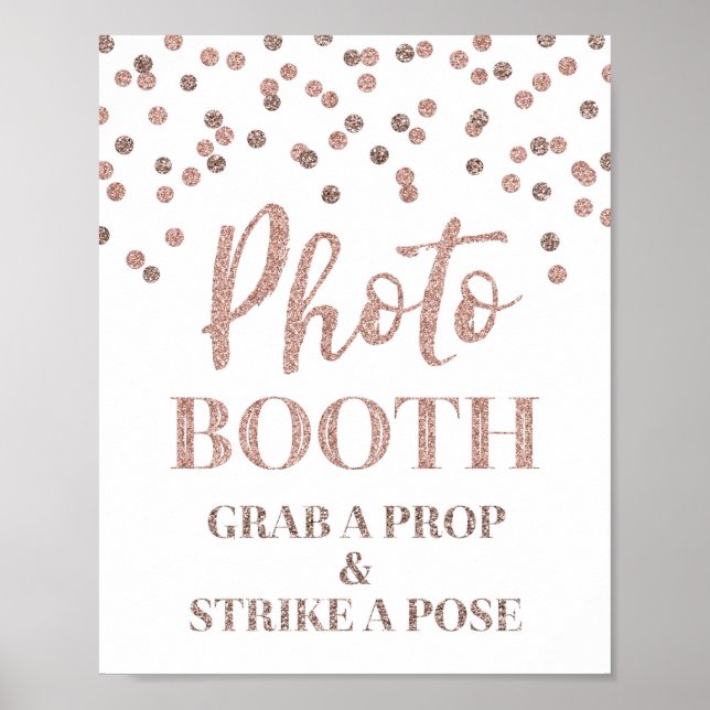 Affiche Panneau de Photomaton Mariage Rose Gold Confetti (Devant)
