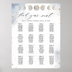 Affiche Panneau de plan de table céleste avec 16 tables ou