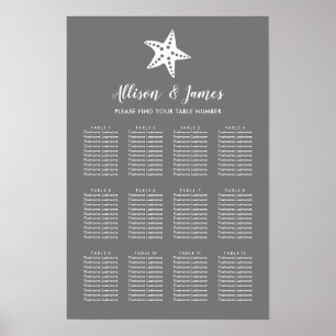 Affiche Panneau de plan de table de mariage à l'étoile de