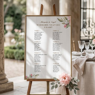 Affiche Panneau de Plan de Table de Mariage aux Pivoines R