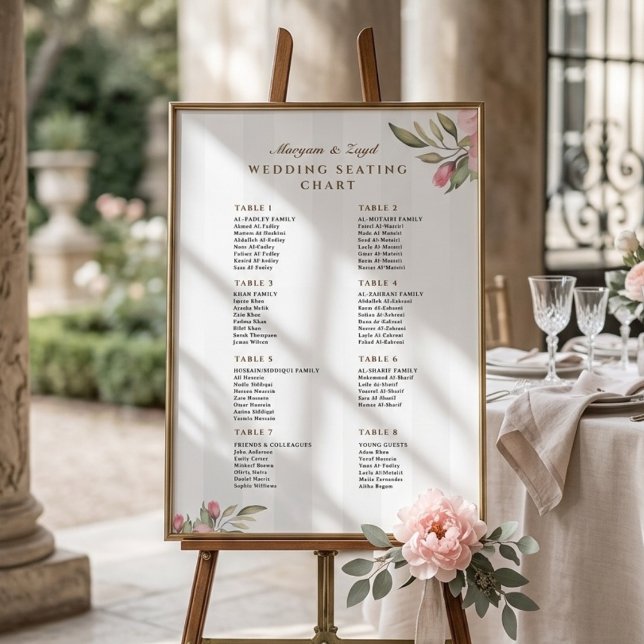Affiche Panneau de Plan de Table de Mariage aux Pivoines R (Créateur téléchargé)