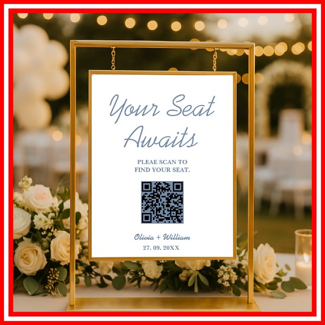 Affiche Panneau de plan de table de mariage avec QR Code b (Créateur téléchargé)