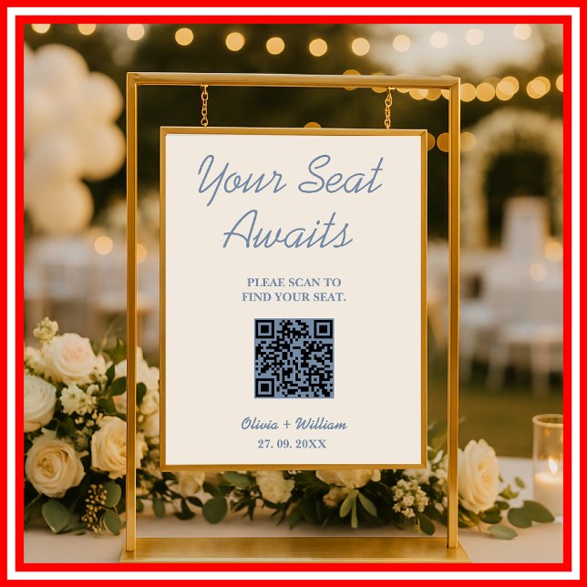 Affiche Panneau de plan de table de mariage avec QR Code b (Créateur téléchargé)