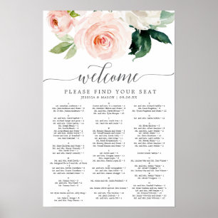 Affiche Panneau de plan de table de mariage Blushing Bloom