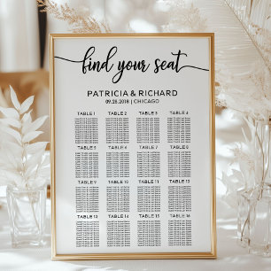 Affiche Panneau de plan de table de mariage Calligraphie é