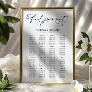 Affiche Panneau de Plan de Table de Mariage Écriture Éléga