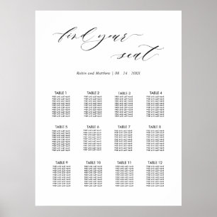 Affiche Panneau de plan de table de mariage élégant