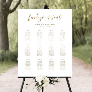 Affiche Panneau de plan de table de mariage élégant blanc