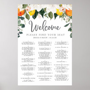 Affiche Panneau de plan de table de mariage Magnolia Citru