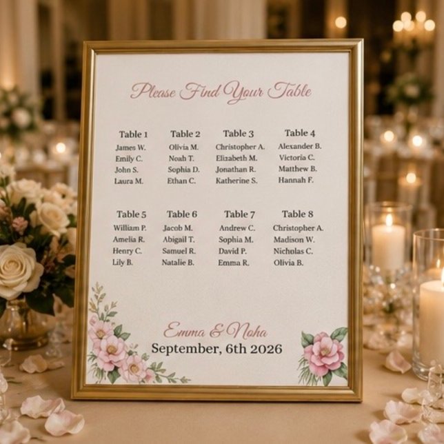Affiche Panneau de plan de table de mariage personnalisé (Créateur téléchargé)