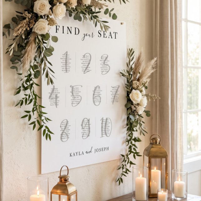 Affiche Panneau de plan de table de mariage simple élégant (Créateur téléchargé)
