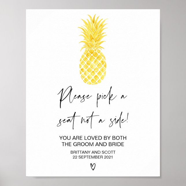 Affiche Panneau de plan de table de mariage sur la plage t (Devant)