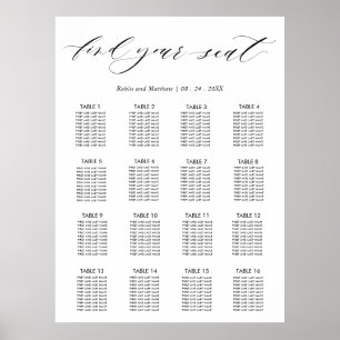 Affiche Panneau de plan de table de réception de mariage é