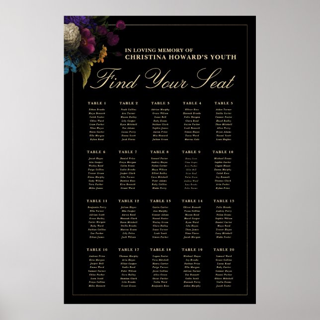 Affiche Panneau de plan de table pour 30 ans d'anniversair (Devant)