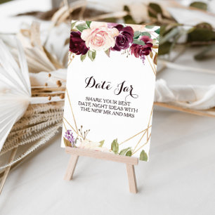 Affiche Panneau de pot de date floral géométrique or vert 