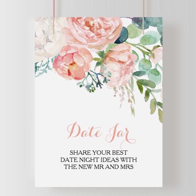Affiche Panneau de pot de date floral tropical rose modern (Créateur téléchargé)