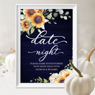 Affiche Panneau de pot de Nuit de Date d'Automne Tournesol