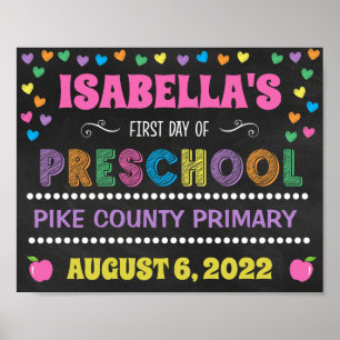 Affiche Panneau de premier jour de maternelle à craie past