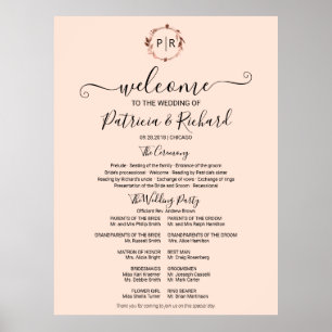 Affiche Panneau de programme de cérémonie de mariage avec