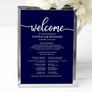 Affiche Panneau de Programme de Cérémonie de Mariage Chic