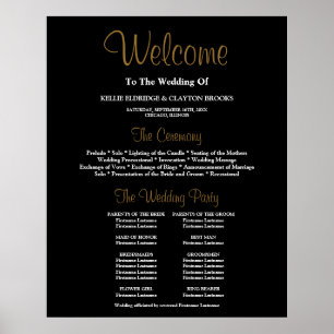 Affiche Panneau de programme de cérémonie de mariage simpl