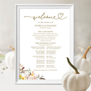 Affiche Panneau de programme de mariage automnal au tourne