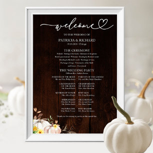 Affiche Panneau de programme de mariage automnal au tourne