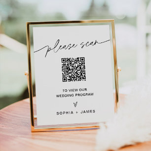 Affiche Panneau de programme de mariage avec code QR EVERL