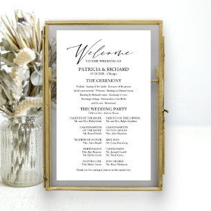 Affiche Panneau de programme de mariage minimaliste élégan