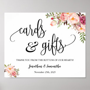 Affiche Panneau de réception de mariage bohème rose Cartes
