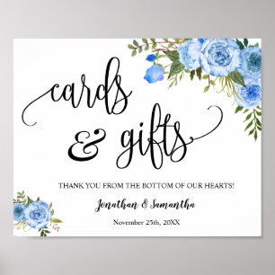 Affiche Panneau de réception de mariage boho bleu Cartes &