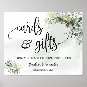 Affiche Panneau de réception de mariage eucalyptus Cartes 
