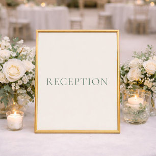 Affiche Panneau de réception de mariage vert sauge minimal