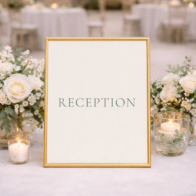 Affiche Panneau de réception de mariage vert sauge minimal (Créateur téléchargé)