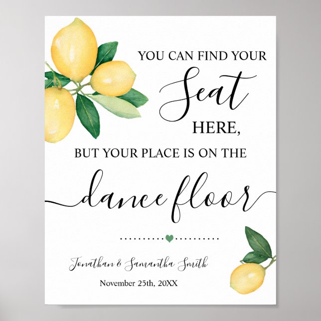 Affiche Panneau de recherche de siège Réception de mariage (Devant)