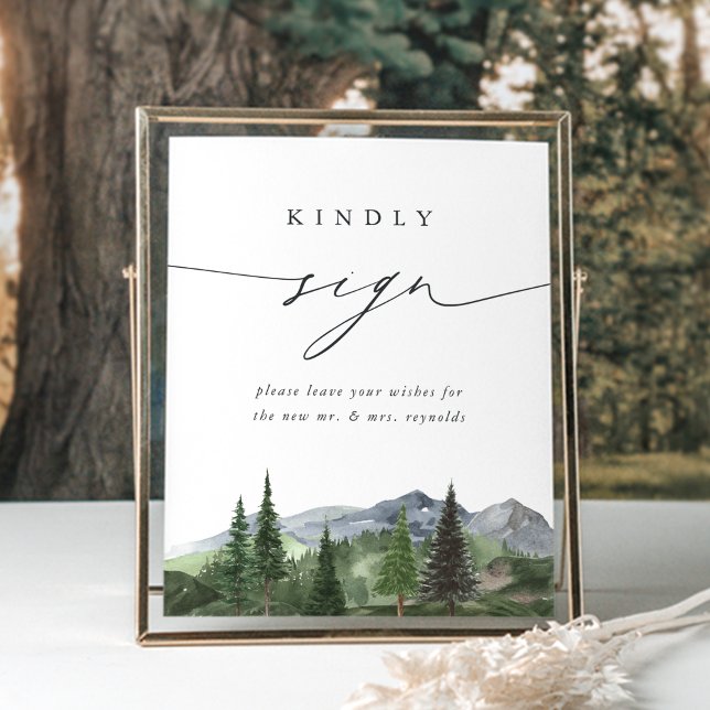 Affiche Panneau de registre des invités de mariage à la fo (Créateur téléchargé)